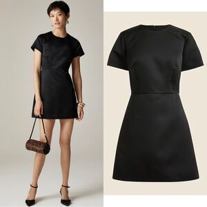 NWT J CREW Collection A-line mini dress in duchesse satin in black